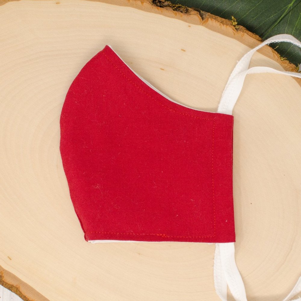 Maroon Reusable Cloth Face Mask with Adjustable Ties for Kids